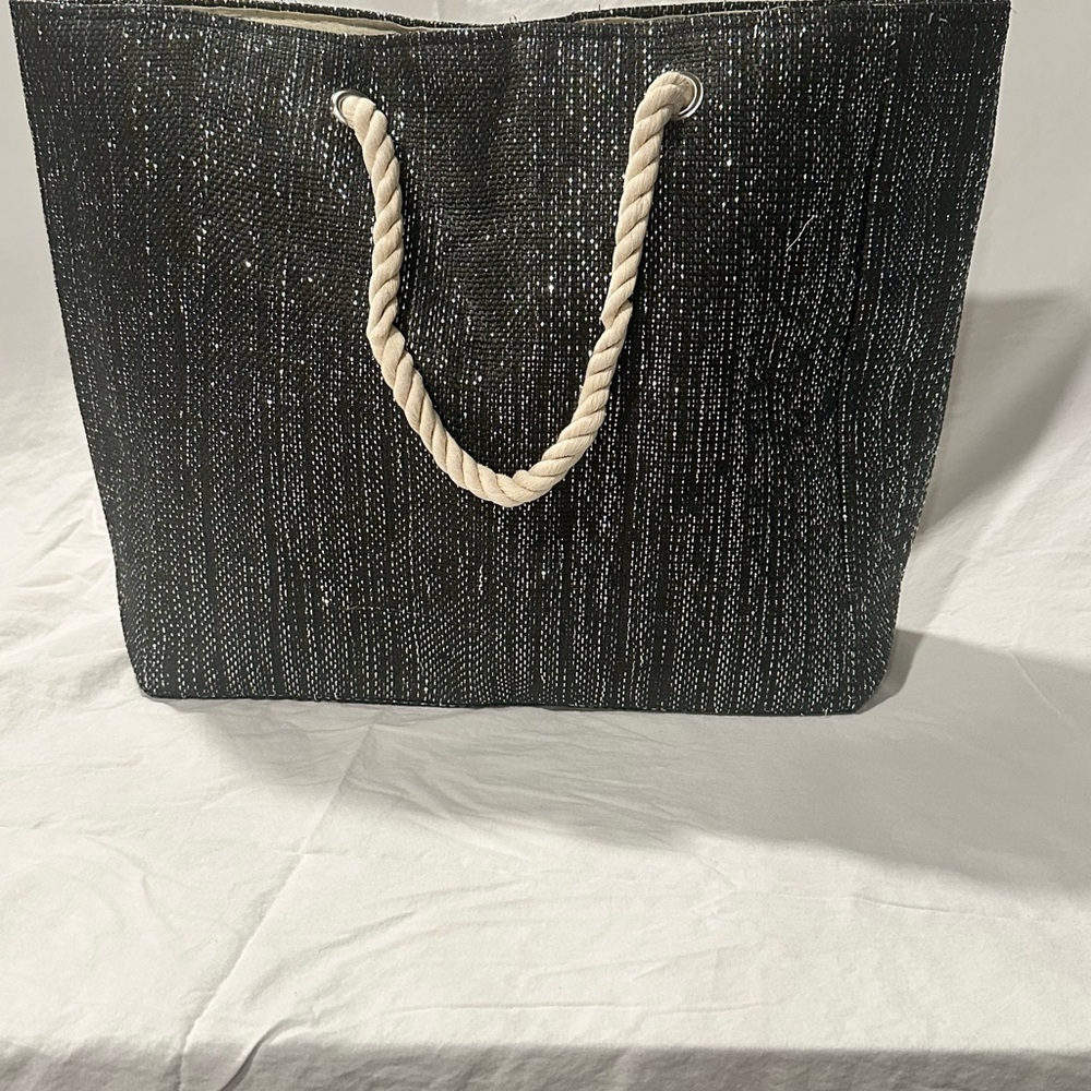 Black Rope-Handle Tote Bag - Women